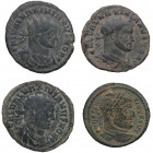 Galerio Maximiano (293-306 dC). Lote 4 monedas (3 radiados post-reforma Galerio y un AE de Constantino I. Ae. BC+. Est.50.