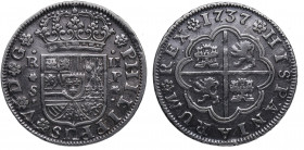 1737. Felipe V (1700-1746). Sevilla. 2 Reales. P. A&C 997. Ag. 5,78 g. Limpieza. MBC. Est.40.