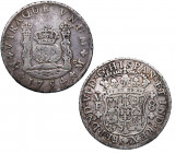 1754. Fernando VI (1746-1759). México. 8 Reales. MF. A&C 482. Ag. 26,78 g. Con resellos chinos. MBC / MBC-. Est.400.