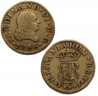 1756. Fernando VI (1746-1759). Sevilla. 1/2 escudo. PJ. A&C580. Au. 1,76 g. Atractiva. MBC+. Est.180.