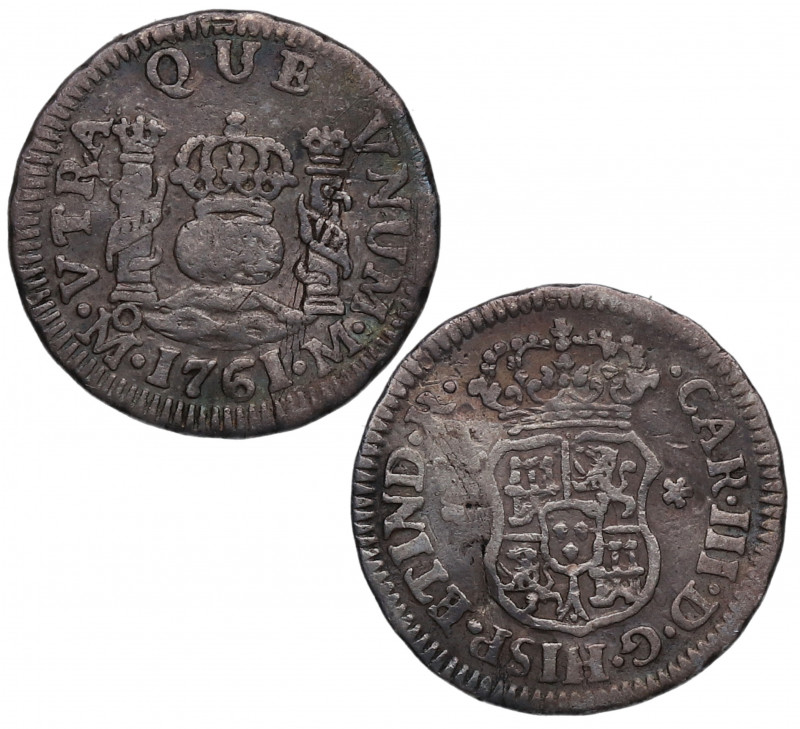 1761. Carlos III (1759-1788). México. 1/2 Real. M. A&C 177. Ag. 1,66 g. Ligero e...