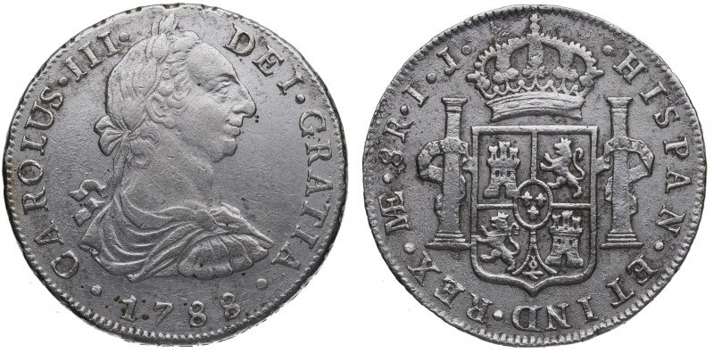 1788. Carlos III (1759-1788). Lima. 8 Reales. IJ. A&C . Ag. 26,80 g. Oxidaciones...