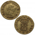 1760. Carlos III (1759-1788). Madrid. 1/2 escudo. JP. A&C 1243. Au. 1,74 g. Atractiva. MBC+. Est.200.