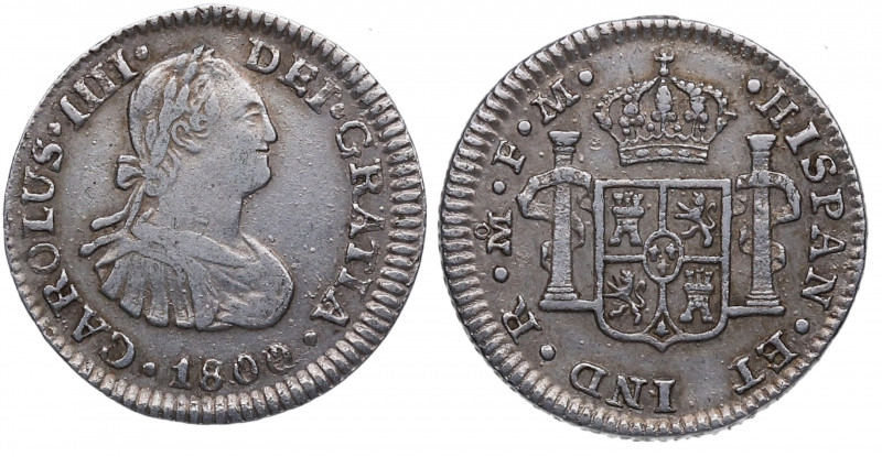 1800. Carlos IV (1788-1808). México. 1/2 Real. FM. A&C 285. Ag. 1,68 g. MBC. Est...