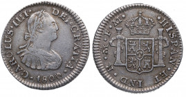 1800. Carlos IV (1788-1808). México. 1/2 Real. FM. A&C 285. Ag. 1,68 g. MBC. Est.60.