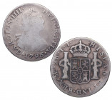 1795. Carlos IV (1788-1808). Lima. 2 Reales. IJ. A&C 578. Ag. 6,18 g. BC / BC+. Est.30.