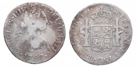 1797. Carlos IV (1788-1808). Lima. 2 Reales. IJ. A&C 580. Ag. 6,26 g. BC+ / MBC-. Est.60.