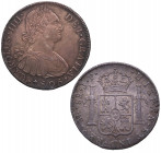 1805. Carlos IV (1788-1808). Lima. 8 Reales. JP. A&C 925. Ag. 27,57 g. Bello color. EBC. Est.250.