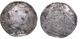 1819. Fernando VII (1808-1833). Sevilla. 4 Reales. CJ. A&C 1126. Ag. 13,17 g. Golpeada. Oxidaciones. BC+. Est.60.