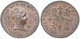 1842. Isabel II (1833-1868). Segovia. 1 Maravedí. A&C 3. Cu. 1,20 g. Doble acuñación en busto, habitual. EBC+. Est.100.