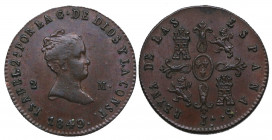 1849. Isabel II (1833-1868). Jubia. 2 Maravedís. A&C 42. Ae. 2,55 g. EBC. Est.135.