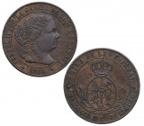 1866. Isabel II (1833-1868). Segovia. 1/2 Céntimo de Escudo. CM. A&C 199. Au. 1,25 g. EBC+. Est.55.