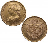 1868*68. Isabel II (1833-1868). Madrid. 10 Escudos. A&C 815. Au. 3,33 g. EBC / EBC+. Est.450.