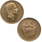 1881*81. Alfonso XII (1874-1885). Madrid. 25 pesetas. MSM. A&C. Au. 8,07 g. EBC+. Est.475.