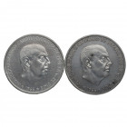 1966*68. Franco (1939-1975). 100 pesetas. Lote de DOS monedas. Ag. EBC. Est.35.