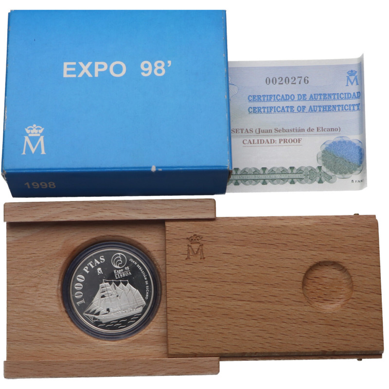 1998. Juan Carlos I (1975-2014). 1000 Pesetas . Ag. Expo 98. SC. Est.30.