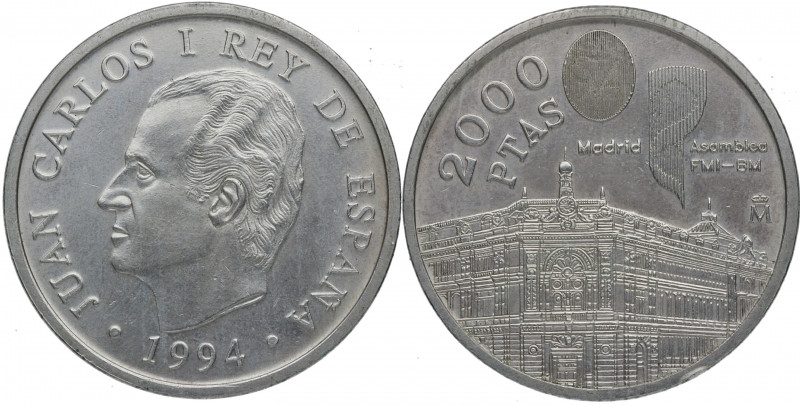 1994. Juan Carlos I (1975-2014). 2000 Pesetas. Ag. SC. Est.30.