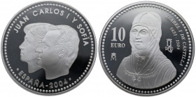 2004. Juan Carlos I y Sofia. 10 Euros. Ag. 27,00 g. SC. Est.20.