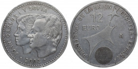 2002. Juan Carlos I y Sofia. 12 Euros. Ag. SC. Est.25.