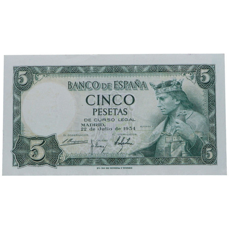 1954. Estado español (1936-1975). Madrid. 5 Pesetas . Ed 466. Apresto original. ...