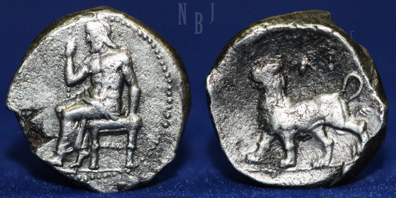 ALEXANDRINE EMPIRE OF BABYLON; Circa 328-311 BC. AR Double Shekel. Baal seated l...