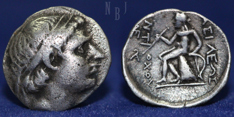 Seleukid Kingdom, Antiochus II Theos, 261 - 246 B.C. Dracham, (4.11gm, 17mm) obv...