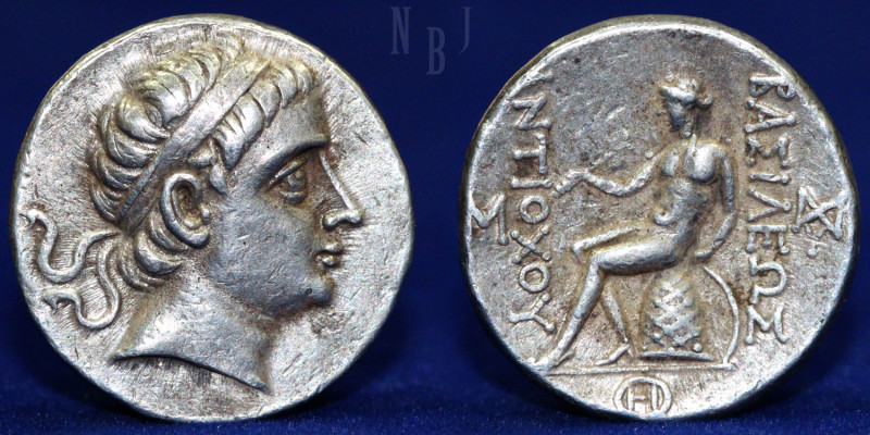 Antiochus II Theos Silver Tetradrachm Apollo Seated, (17.06gm, 27mm) Seleucia or...
