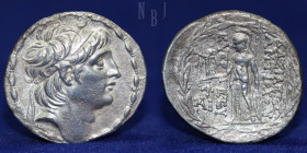 Antiochus VII Euergetes Silver Tetradrachm Athena, Nike, Cappadocian 138-129 BC, 15.19gm, 31mm, About EF