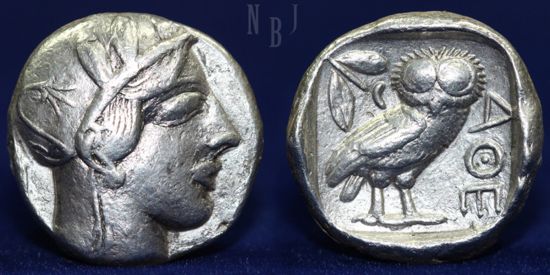 ATHENS (Attica) AR Tetradrachm. (16.43gm, 25mm) Obverse: Helmeted head of Athena...