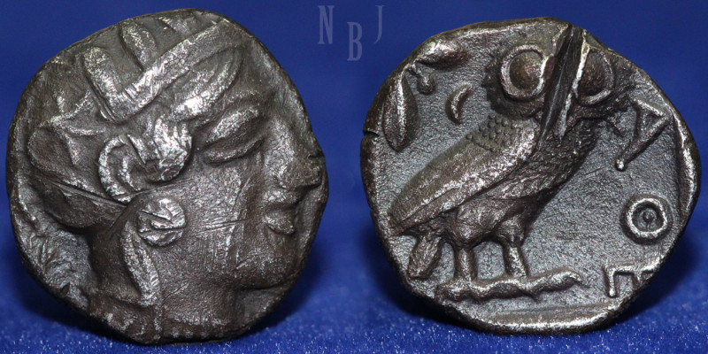Attica, Athens: AR tetradrachm, ca. 449-413 BC, (16.68gm, 23mm) Obv: Head of Ath...