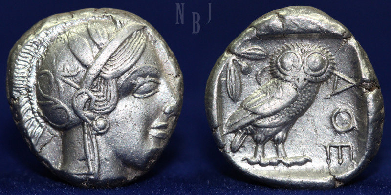 ATHENS (Attica) AR tetradrachm – Athena/Owl, ca. 449-413 BC, (17.17gm, 24mm) Obv...