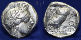 ATTICA, Athens. Circa 454-404 BC. AR Tetradrachm, 17.15gm, 25mm, EF
