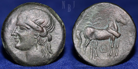 CARTHAGE. Zeugitana. Ca. 221-210 BC. Bronze Æ trishekel, 16.58gm, 30mm, VF