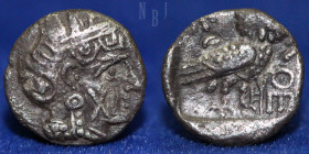 South Arabia, Qatabanian (3rd - 2nd cen. BC). AR Hemidrachm, 1.20gm, 11mm, Good F & RR