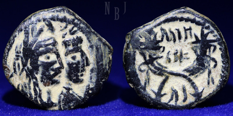 NABATAEA. Aretas IV, with Shaqilat. 9 BC-AD 40. Æ Drachm. (3.97gm, 19mm) Petra m...
