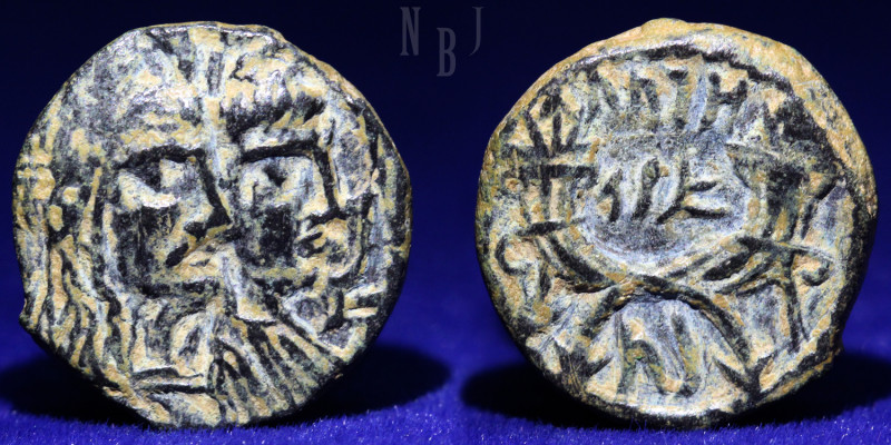 NABATAEA. Aretas IV, with Shaqilat. 9 BC-AD 40. Æ Drachm, (4.30gm, 18mm) Petra m...