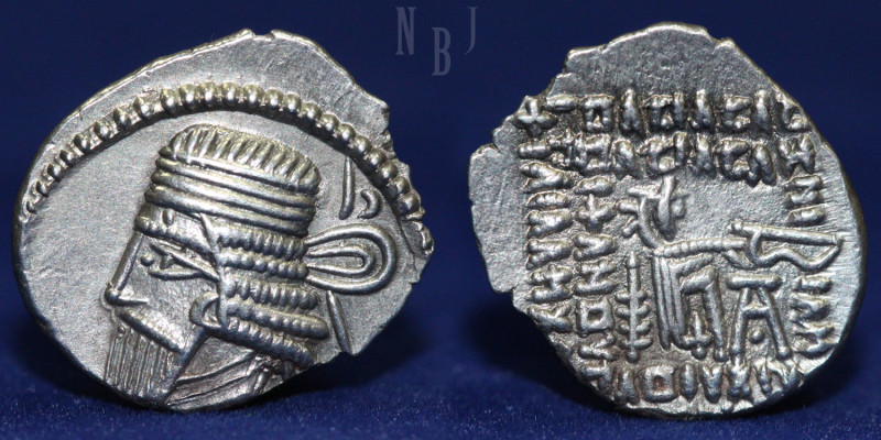 Parthian drachm Vologases I (c. A.D. 51 - 88) AR Drachm. Mint Ecbatana, undated....