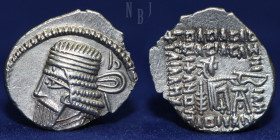 PARTHIAN KINGDOM; Vologases I (c. A.D. 51 - 88) AR Drachm. Mint Ecbatana, 3.71gm, 21mm, EF