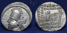 PARTHIAN KINGDOM: Vologases II, AD 77-80, AR drachm, 3.70gm, 21mm, EF