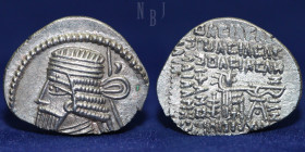 PARTHIAN KINGDOM; Vologases I (c. A.D. 51 - 88) AR Drachm. Mint Ecbatana, 3.67gm, 23mm, EF