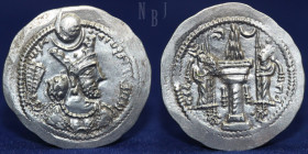 SASANIAN KINGDOM; Varhran (Bahram) V (AD 420-438) Silver Drachm. Gom, 4.19gm, 28mm, EF