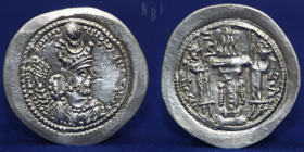 SASANIAN KINGS Vahram (Bahram) V. AD 420-438. AR drachm. Mint AS (Aspanvar) 3.96g, 29mm, EF