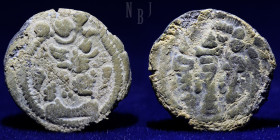 SASANIAN KINGDOM: Peroz, 457-484, lead, BBA (the Court mint) standard design, 1.68gm, 15mm, VF