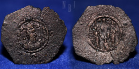 SASANIAN Copper Pashiz Khosro I (531-579)AD date 39, 1.26gm, 22mm, VF & RR