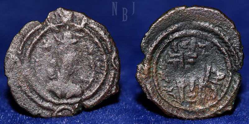 SASANIAN Copper Pashiz Khosro I (531-579)AD mint of MA, date 21. (1.12gm, 17mm) ...