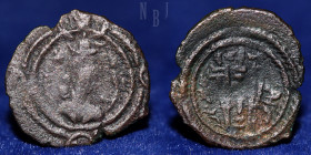 SASANIAN Copper Pashiz Khosro I (531-579)AD mint of MA, date 21, 1.12gm, 17mm, VF & RR
