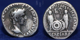Augustus AR Denarius. Lugdunum, 7-6 BC, 3.72gm, 19mm, VF