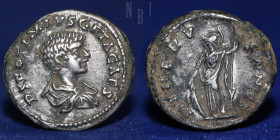 Geta Caesar, 198-209 Denarius circa 200-202, AR. (3.73gm, 19mm) Good VF.