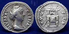 Faustina I the Elder, struck under Antoninus Pius, Rome,  AR Denarius, Issue 3, 3.32gm, 18mm.