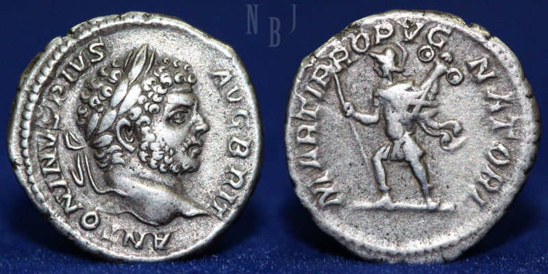 Caracalla Denarius - MARTI PROPVGNATORI. struck AD 212-213 at Rome mint. (3.18gm...